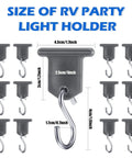 14 Piece RV Awning Hook Set For Lights And Camping Gear S Shaped Gray Hangers With Hook Holders, size and dimensions shown