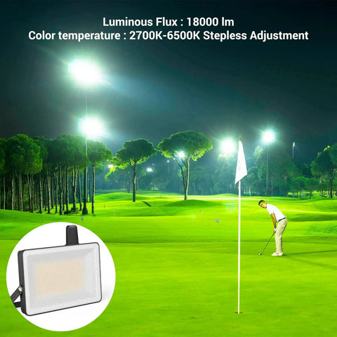 2 Pack 100W Smart LED Flood Lights, 18000 Lumens, IP66 Waterproof Outdoor Floodlight, Tunable White 2700K to 6500K, Alexa Compatible, Voice Control, Perfect for Yard, Stadium, Garage, Porch, and Lawn