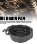The Ultimate Heavy Duty Oil Drain Pan Kit Holds Four Gallons With Non Spill Pour Spout For Easy Car Maintenance And Fluid Catching During Coolant Changes. Black plastic oil drain pan with handles for catching engine oil during car maintenance