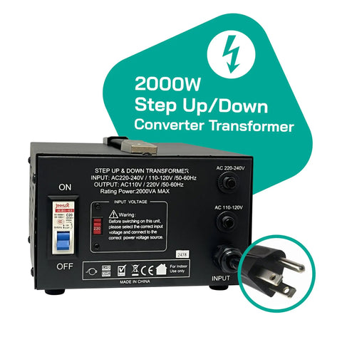 Heavy Duty 2000W Step Up Down Voltage Converter With Toroidal Transformer For 110V To 220V And 220V To 110V