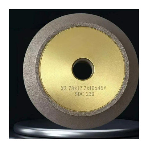 Top Tier 78mm X3 Sdc Cbn Grinding Machine Wheel For Alloy Milling Cutters And Drill Bits Precision Tool For Industrial Use Sharpening And Refurbishing Heavy Duty Performance close-up view of grinding wheel edge.