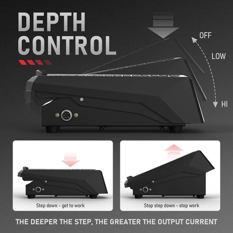 Foot Pedal Amp Control For TIG Welders with depth control, precise current control for TIG-200P, TIG-205P, YWT-200DC, side view