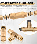 60 Pcs Brass DOT Air Line Fittings Kit Pro Grade Push Lock And Push To Connect Fittings with NPT Thread and Quick Connect displayed