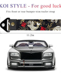 Sick JDM Koi Fish Racing Tow Strap, 11.2 inch heavy gauge nylon, stylish design for front or rear bumpers.
