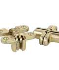 Invisible Cross Hinge 44 Mm Zamak Hidden Furniture Hinge 180 Degree Foldable Concealed Cabinet Hinge Yellow Galvanised