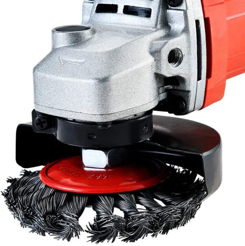 Eight Pack Four Inch Wire Wheels For Angle Grinders With Twist Knot Carbon Steel Wire Brushes on grinder for rust removal