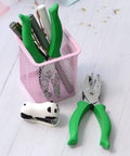 Two Pack Grab-and-Go Handheld Circle Hole Puncher Set 1/4 And 1/8 Inch with portable tools and panda stapler on desk