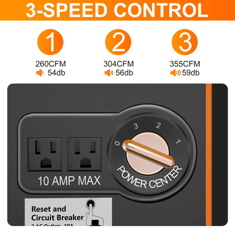 Close-up of 3-speed control panel on Portable Blower Fan For Home Use High Velocity Floor Fan With 185 Degree Rotating Head