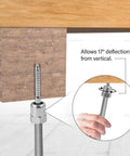 Pro Grade Wood Screw Swivel Threaded Rod Anchor For Wood, 20 3/8 Inch, 17 Degree Off Vertical Install, Steel With Electro Zinc Coating.
