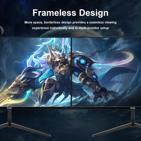 Frameless dual 24 Inch FHD Computer Monitor With 100Hz Refresh Rate 1920x1080 16:9 VA Panel, perfect for gaming and productivity.