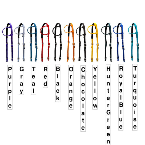 Built To Last Nylon Padded Sliding Single Ear Horse Headstall, Adjustable Comfort Fit, multiple colors shown vertically