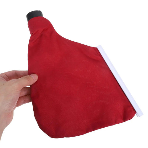 Heavy Duty 4 Inch Woodworking Belt Sander Dust Collection Bag With Reusable Debris Catcher And No Hassle Quick Snap Mount, red fabric.