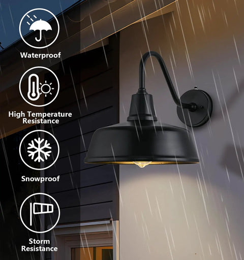 Outdoor Dusk To Dawn Gooseneck Lights Two Pack IP65 Waterproof Rust Resistant Finish With Spray Paint And Plating Process