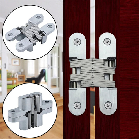 2 Pack 180 Degree Swing Door Hinges For Casement And Folding Tables, Invisible Concealed Cross Hinges For Furniture Hardware, 16x70mm Durable Steel Construction, Easy Install, Smooth Opening And Strong Support on doors