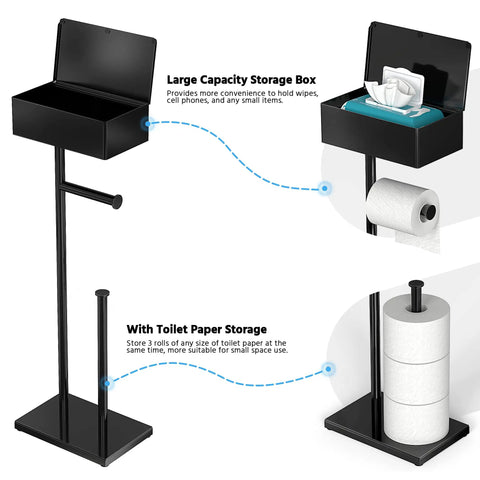 Free Standing Toilet Paper Holder With Storage Shelf Keeps Your Bathroom Neat And Tidy Holds Extra Toilet Paper Rolls Wet Wipes