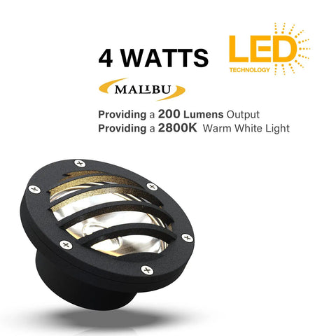 Lit Low Voltage Well Lights 4W LED Outdoor Landscape Lighting 12V In Ground Well Light 200 Lumen Warm White 2800K