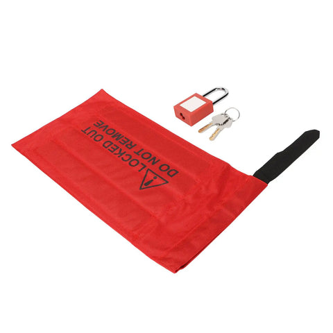 38mm Shackle Safety Padlock Lockout Tagout Lock With PVC Bag For Industrial Electrical Equipment LOTO Lock, keys, and red bag