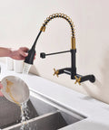 Oil Rubbed Bronze Farmhouse Kitchen Faucet With Pull Down And Pull Out Sprayer 59 Inch Hose Industrial Spring Design Solid Brass