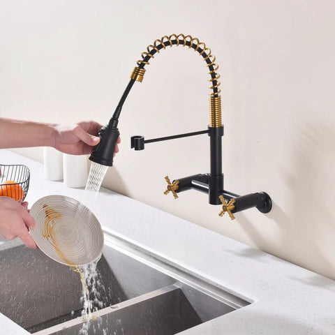Oil Rubbed Bronze Farmhouse Kitchen Faucet With Pull Down And Pull Out Sprayer 59 Inch Hose Industrial Spring Design Solid Brass