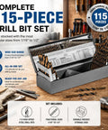 Badass 115 Piece HSS Drill Bit Set Featuring Jobber Length Twist Bits Ranging From One Sixteenth To One Half Inch in indexed case.