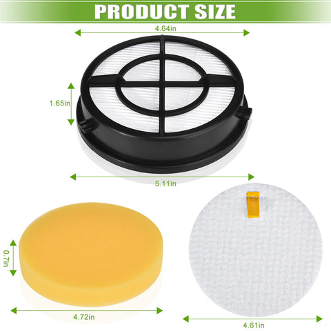 Image showing dimensions of Pet Hair Eraser Vacuum Filter Replacement For Pro Plus 1650 Series and 2790 2281 2475 2817 Models