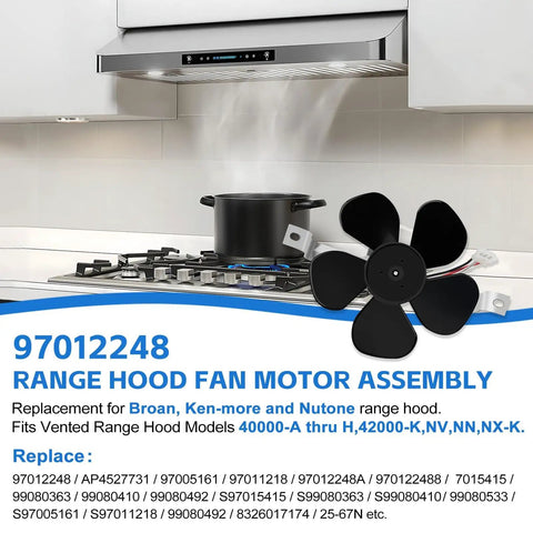 Heavy Duty Beefy Range Hood Motor Replacement For 97012248 Two Speed 120V CCW Rotation 7 Inch Blade on kitchen stovetop