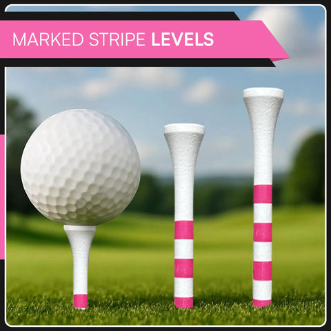 Top Notch Bamboo Golf Tees With Pink Stripe, Two Size Options 2 3 Quarter Inch And 3 1 Quarter Inch, Eco Friendly And Biodegradable