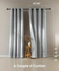 Blackout Curtains For Bedroom And Living Room With Thermal Insulation And Room Darkening, Jacquard 180 GSM, Light Gray, 42x63 inches
