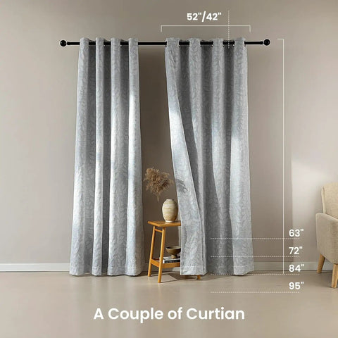 Blackout Curtains For Bedroom And Living Room With Thermal Insulation And Room Darkening, Jacquard 180 GSM, Light Gray, 42x63 inches