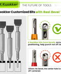 K Kwokker Customized Bits with Real Bevel Tips designed for accurate positioning and clean drilling.
