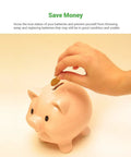 Hand placing coin in pink piggy bank symbolizing savings from using All In One Battery Tester With LCD Display For AA AAA C D 9V And More Handy Cell Checker That Quickly Reads Battery Health For CR123A CR2 CRV3 2CR5 CRP2 And Button Cells