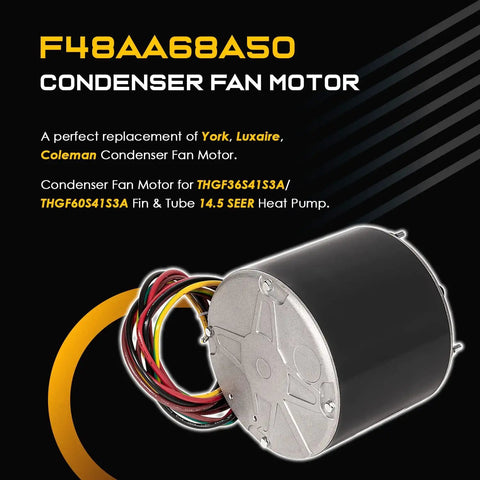 Image of Condenser Fan Motor Replacement for Your HVAC System Swap In 1 Quarter HP 208-230V 850 RPM 1-Phase Clockwise Lead End.