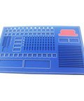 Heavy Grade Silicone Rubber Work Pad With Multiple Compartments For Lock Pinning Kits, blue, 10.7x14.5 inches.