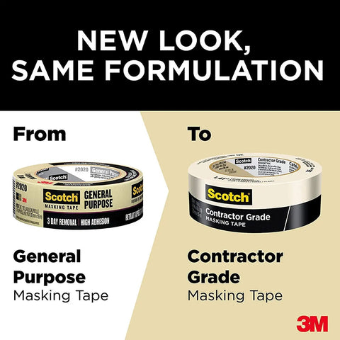 Contractor Grade Masking Tape 1.41 Inch By 60.1 Yards Per Roll 24 Rolls Pro Style For Delicate Surfaces Like Wood Floors Vinyl Carpet Clean Removal In One Day With Strong Adhesive And Low Residue Great For Cabinets And Light Wallpaper