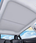 Tesla Model Y Glass Roof Sunshade Juniper Gray Keeps It Chill With Ice Crystal Cooling Coatings No Sag Heat Insulation OneToOne Fit OEM Style Sun Shade Accessories 2025 2026 installed view