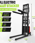 Heavy Duty 3500 Lbs Electric Straddle Stacker With 98 Inch Lift Height For Warehouse Pallet Forklift Raising Loads High Up Effortlessly with specs.