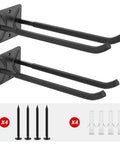 Heavyweight Garage Storage Hooks Built Like Tanks Featuring Scratch Resistant Rubber Sleeves For Rust Free Workshop Wall Tool Organization And Shop Rig Setup, black steel wall hooks with rubber sleeves.
