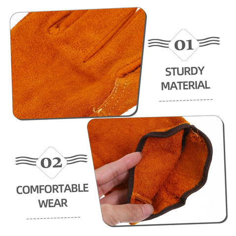 Rock Solid Full Leather Welding Gloves For Men And Women Electric Safety Gear With Daily Heavy Duty Grip Thick Palm Padding showing sturdy material and comfortable wear.