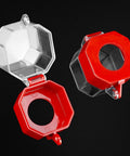 Emergency Stop Button Cover 8 Pack Clear Lockout Guard Prevents Accidental Activation, red and clear octagonal covers