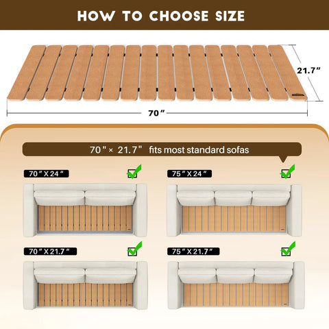 Heavy Duty Couch Cushion Support Board Easily Fixes Sagging Sofa Seats With Smart Adjustable Slats And Safe Rounded Edge Design For Zero Bogus Bounce Back, 70x21.7 size shown.