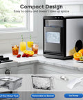 Quiet Nugget Ice Maker For Countertop With 44 Lb Daily Capacity, Rapid 15 Minute Ice Production, stainless steel on kitchen counter