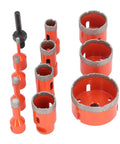 Cool Diamond Hole Saw Kit With 11 Pieces For Drilling Ceramic Tiles, Marble Granite Porcelain Stone And Glass Plus M14 Thread Vacuum Brazed Bits In 6 To 68mm Sizes That Get The Job Done Fast.