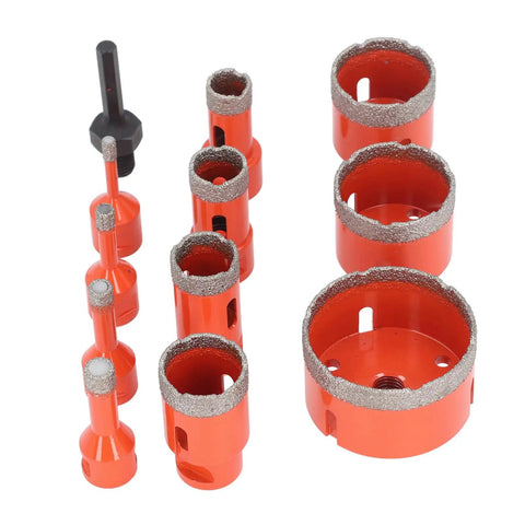 Cool Diamond Hole Saw Kit With 11 Pieces For Drilling Ceramic Tiles, Marble Granite Porcelain Stone And Glass Plus M14 Thread Vacuum Brazed Bits In 6 To 68mm Sizes That Get The Job Done Fast.