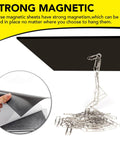 Magnetic Adhesive Sheets Pack 4x6 Inches 10 Cuttable Magnet Sheets with sticky backing shown with paperclips sticking to metal surface
