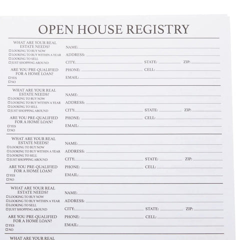 Open House Guest Sign In Book And Realtor Tent Cards Set 2 Pack Navy Blue 8.5 By 11 Real Estate Agent Supplies sign-in page.