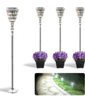 4 Pack Solar Post Lights With Remote Control Color Changing LED Lamps 60 Inch Outdoor IP65 Waterproof 80 Lumen Street Lights