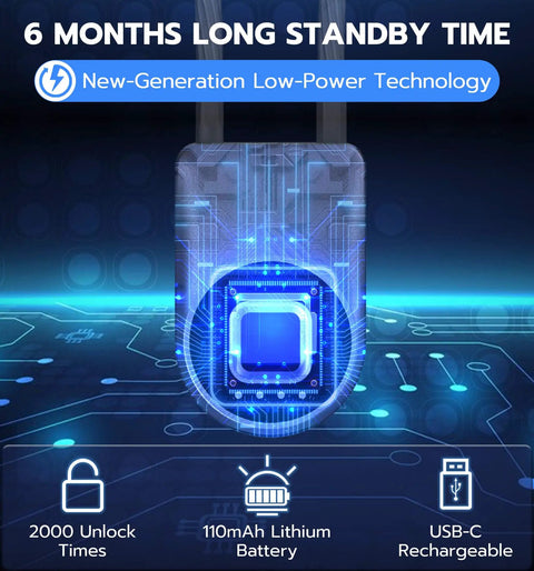 Fingerprint Cable Lock With Biometric Unlock 3.6 Inch Shackle Keyless Bluetooth Smart Padlock with 6-month battery display