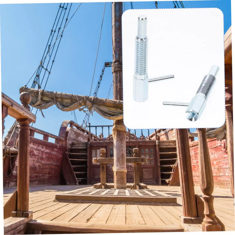 Heavy Duty Stainless Steel Spring Plunger Pin Set Featuring Self Locking Telescopic Action And Rock Solid Indexing Plunger Latch displayed on a ship deck.