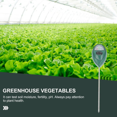 Soil Moisture Meter And pH Tester For Garden Lawn And Indoor Outdoor Plants Pro Humidity Monitor in a greenhouse with lettuce