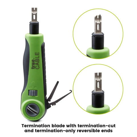 Pro Grade Impact Punch Down Tool With Blade For 110 IDC Termination, Keystone Jacks And Patch Panels, green handle, reversible blade ends